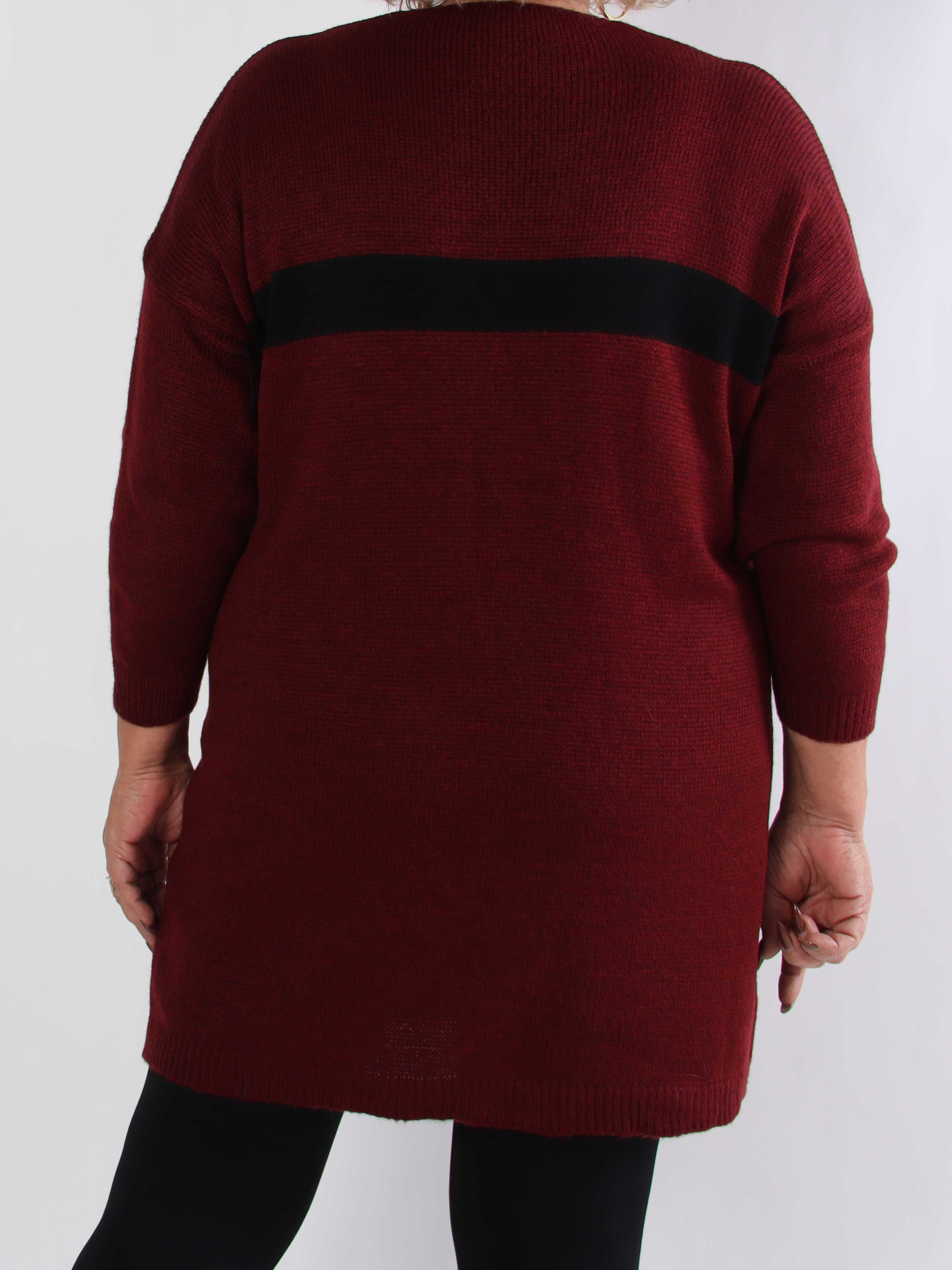 Berra - Plus size strikkjole med bånd og sløjfe